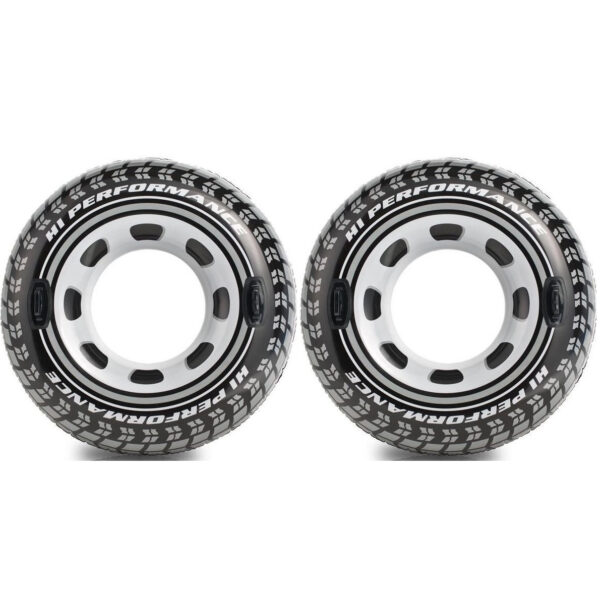 Set van 2x stuks opblaasbare monstertruck autoband zwembanden/zwemringen 114 cm