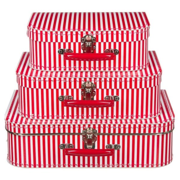 Kinderkoffertje rood gestreept 30 cm