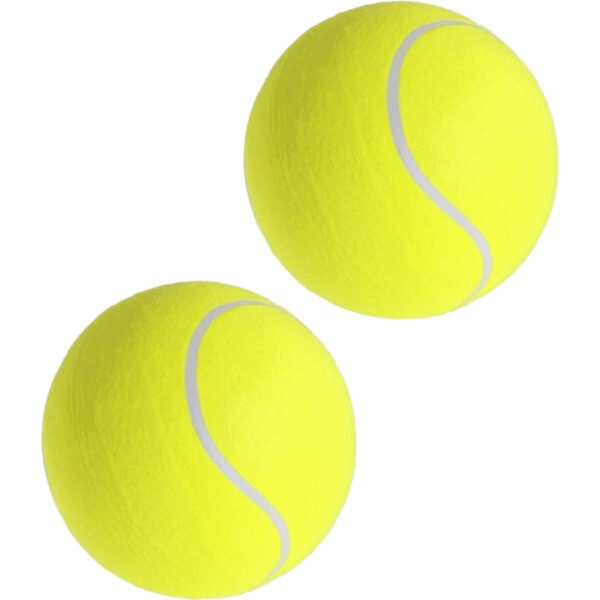 Mega tennisbal XXL - 2x - geel - 22 cm - grote tennisballen - speelgoed/sportartikelen