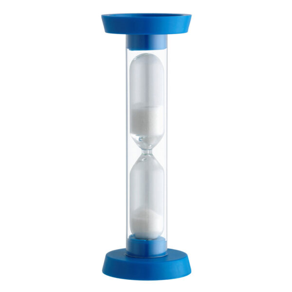 TFA Zandloper timer/wekker - 3 min - kunststof - blauw - 9 cm - spelletjes/tanden poetsen