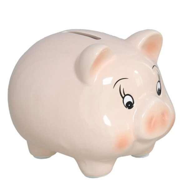 Spaarpot Varken - dieren thema - 8 x 10 x 9 cm - roze - keramiek - kinderen