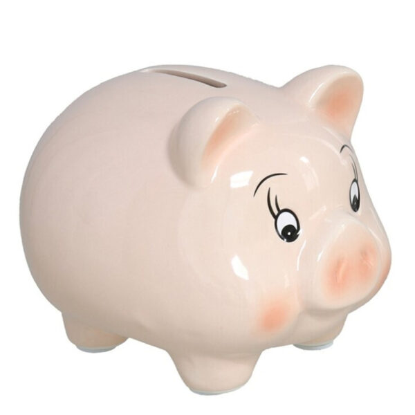 Spaarpot Varken - dieren thema - 11 x 11 x 13 cm - roze - keramiek - kinderen