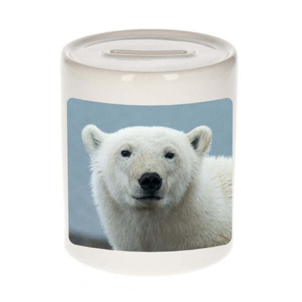 Dieren foto spaarpot - grote ijsbeer - 9 cm - ijsberen - spaarpotten - jongens en meisjes