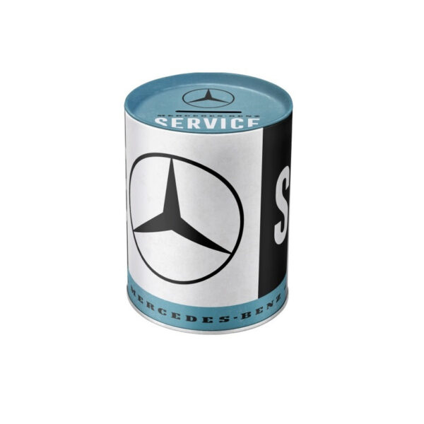 Mercedes Benz spaarpot - zwart/wit/blauw - 14 x 11 cm - spaarpotten - heren - vaderdag cadeau