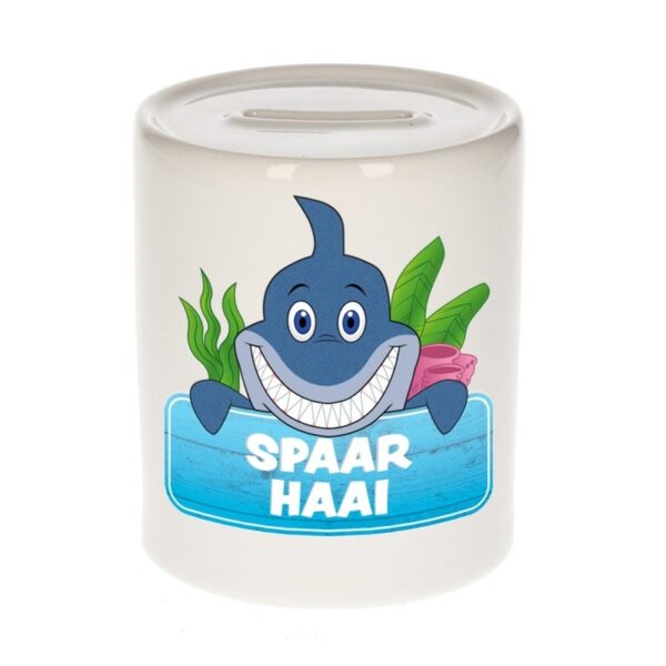 Kinder cadeau spaarpot haai 9 cm