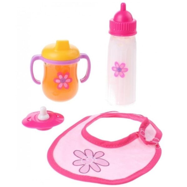 Poppen speelgoed eetset - 4-delig - kunststof - baby pop - poppen accessoires