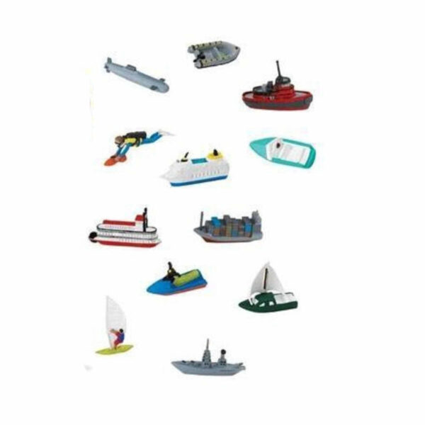 Safari LTD speelgoed bootjes - 12 stuks - Plastic - boten - vaartuigenspeelgoed