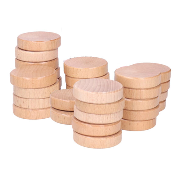 Losse sjoelschijven - 30x st - 48 mm - beukenhout - sjoelen schijven