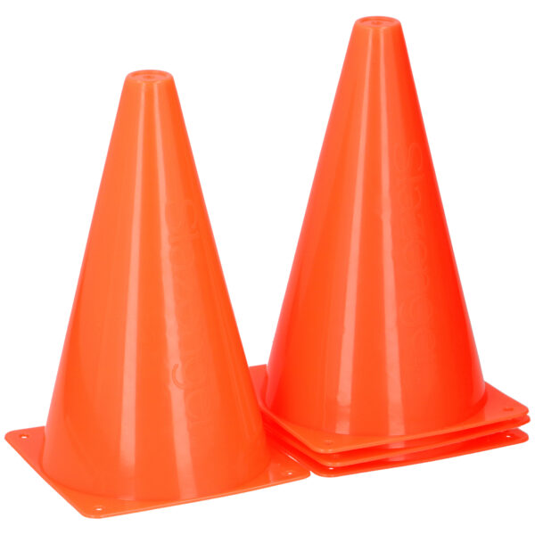 Sport/voetbal pionnen - 4x stuks - oranje - kunststof - 14,2 x 23,5 cm - spelen/training pionnen