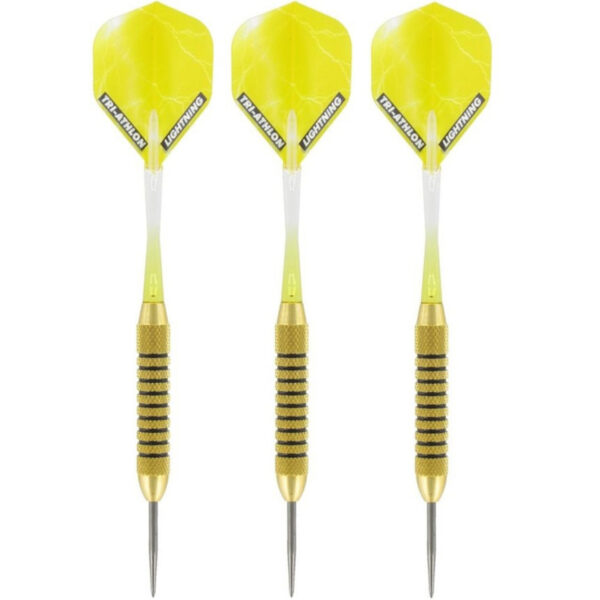 1x Set van 3 dartpijlen Speedy Yellow Brass 21 grams