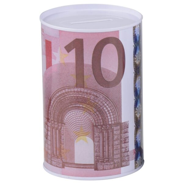 Spaarpot 10 euro - metaal/blik - biljet - 8 x 11 cm - munten - sparen