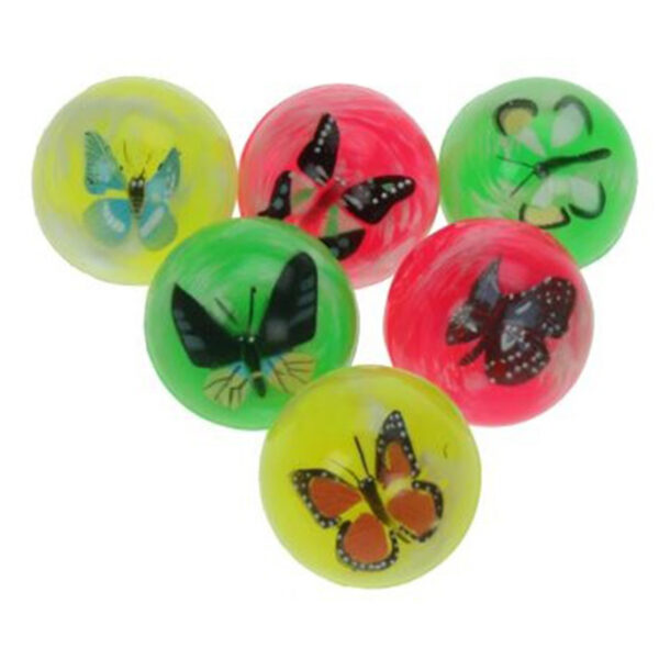 Grote stuiterballen met vlinder - Dia 4,5 cm - kinderen speelgoed - Dieren cadeau artikelen