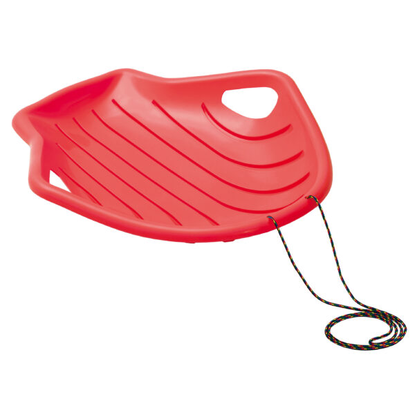 Sneeuw slee met trekkoord - rood - kunststof - voor kinderen - 78 cm
