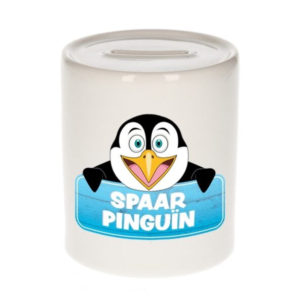 Vrolijke pinguins spaarpotten 9 cm