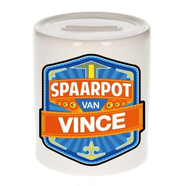 Kinder cadeau spaarpot voor een Vince