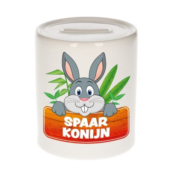 Vrolijke konijn spaarpotten 9 cm
