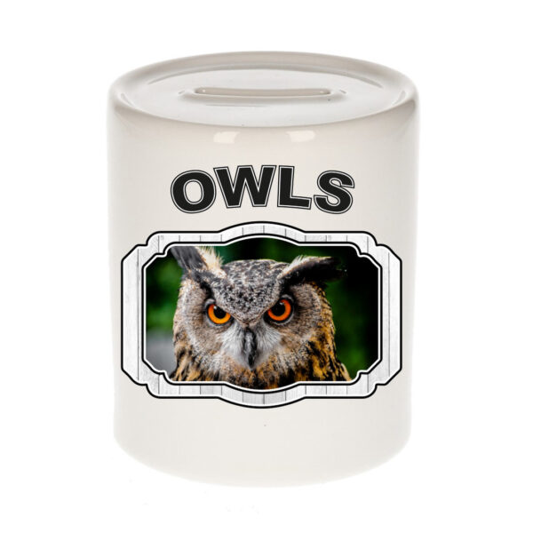 Dieren uil spaarpot - owls/ uilen spaarpotten kinderen 9 cm
