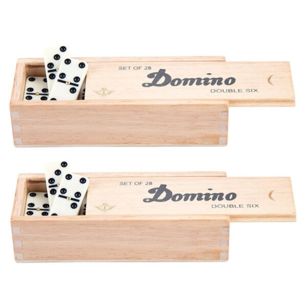 3x Dominospel - dubbel/double six - hout/ kunststof - 28x stenen - dominostenen - spelletjes