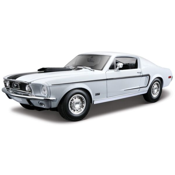 Speelgoed auto Ford Mustang GT 1968 wit 1:18