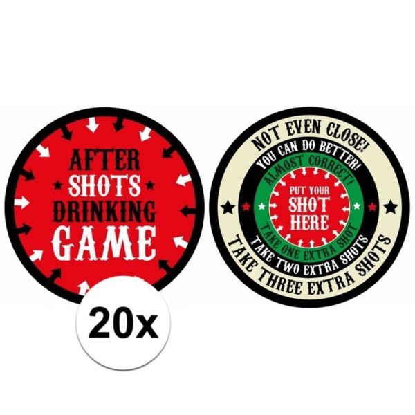 After shots drankspel op bierviltje 20x