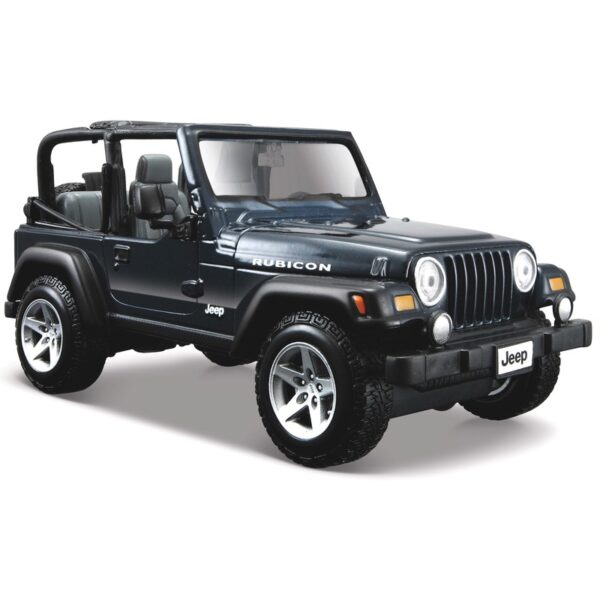 Modelauto/speelgoedauto Jeep Wrangler Rubicon cabrio - donkerblauw - 14 cm - schaal 1:24