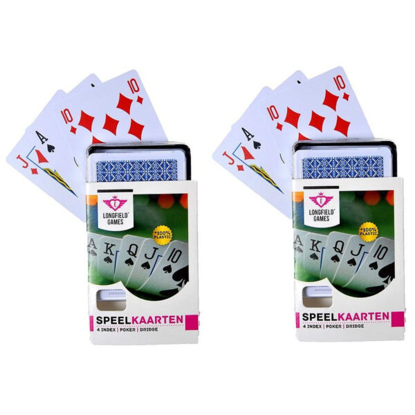 Speelkaarten - 3x - geplastificeerd papier - kunststof box - poker/bridge - Kaartspellen - Pesten/po