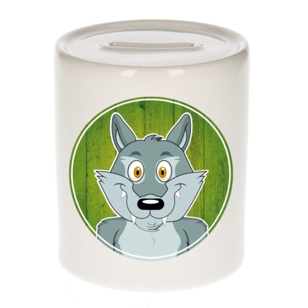 Wolf kado spaarpot voor kinderen 9 cm