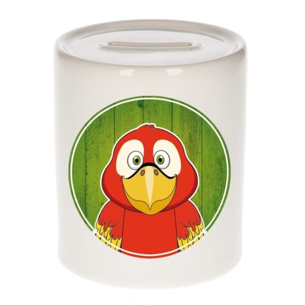 Spaarpot met papegaaien print voor kids 9 cm